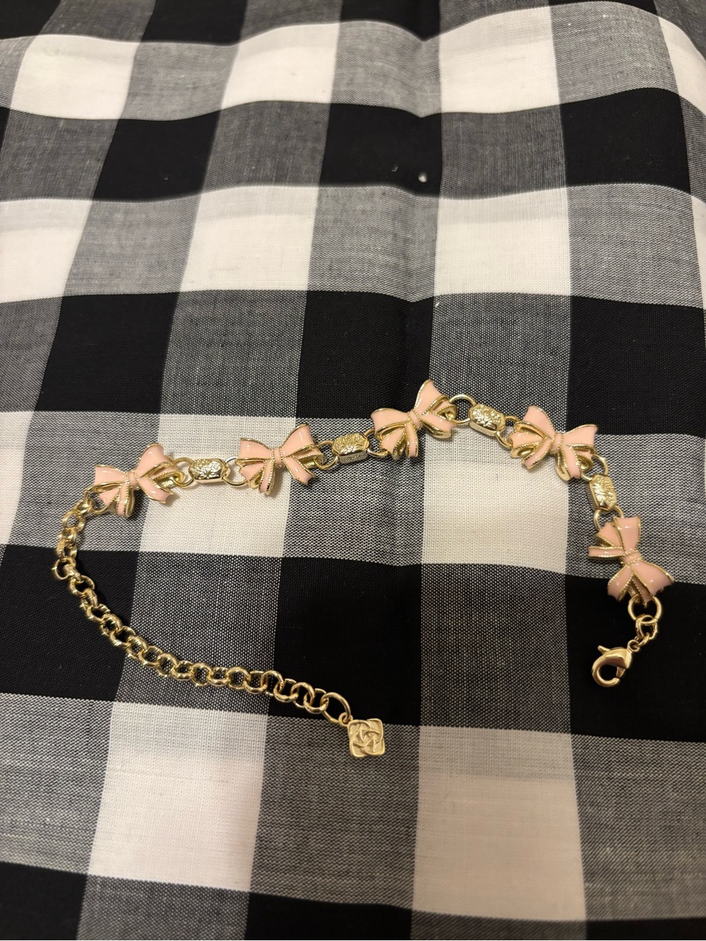 Kendra Scott Gold Bracelet with Pink Enamel Bows